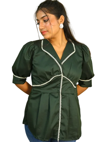 EVERGREEN PEARL TRIM TOP
