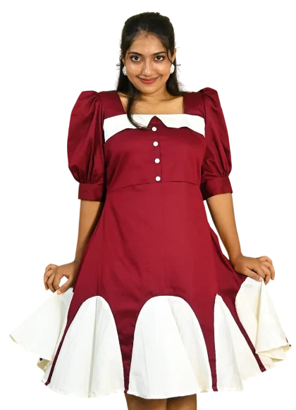 VINTAGE MAROON PANEL DRESS