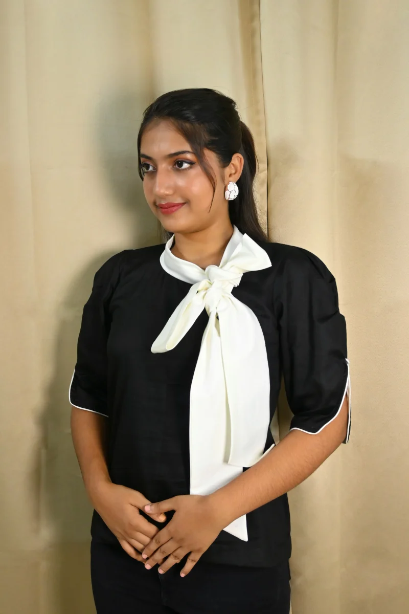 NOIR BOW BLOUSE - Image 3