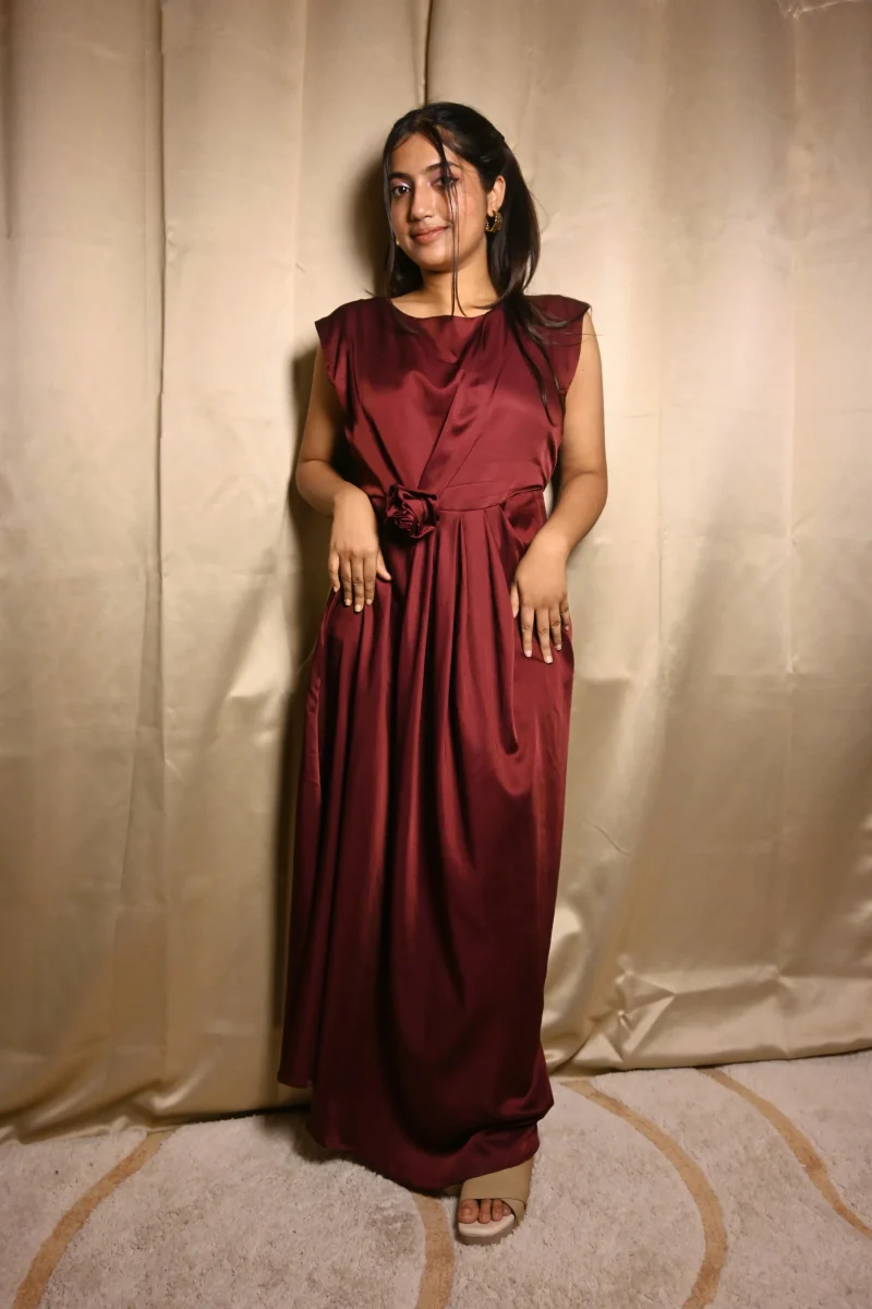 MERLOT DRAPED MAXI DRESS - Image 6