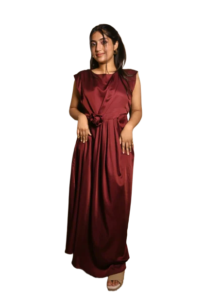 MERLOT DRAPED MAXI DRESS