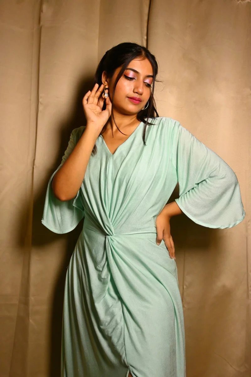 AQUA BREEZE DRAPED GOWN - Image 3