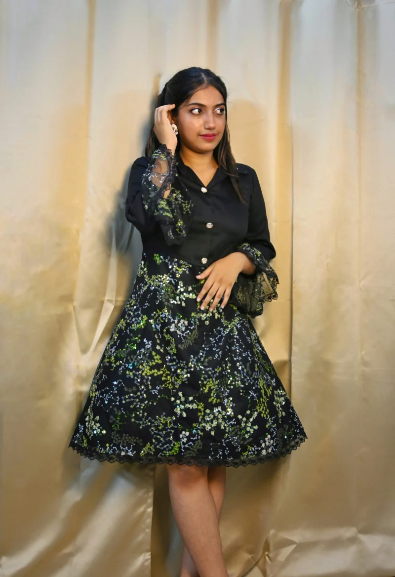 MIDNIGHT PETAL SEQUIN DRESS - Image 5