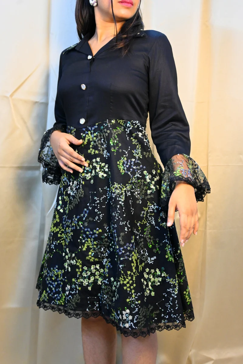 MIDNIGHT PETAL SEQUIN DRESS - Image 3