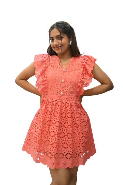 CORAL REEF EYELET DRESS